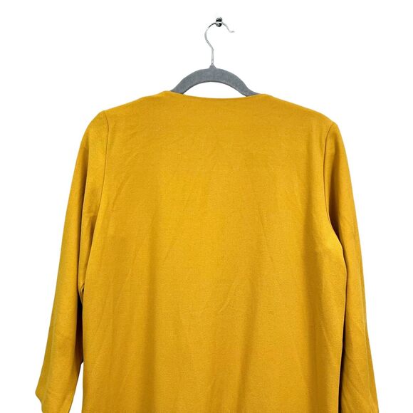 Rodebjer Womens Drap Blazer‎ Collarless Open 3/4 Sleeve Mustard Yellow Sz M - Picture 6 of 6